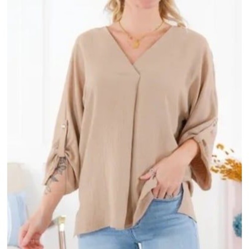 Andree by Unit blouse Andree by unit top taupe blouse 1XL WOMENS 1X top vneck